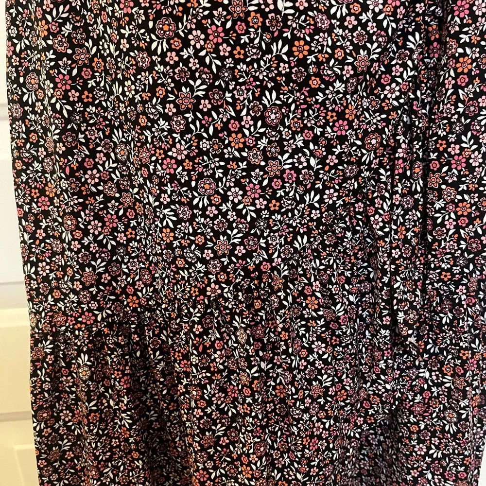 MICHAEL Kors Floral Short Sleeve Wrap-Style Floral Ruffle Mini Dress Size small
